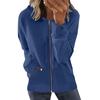 Women's Loose Fit Solid Color Zip Up Hooded Long Sleeve Sweatshirt Casual Pocket Hoodie Top