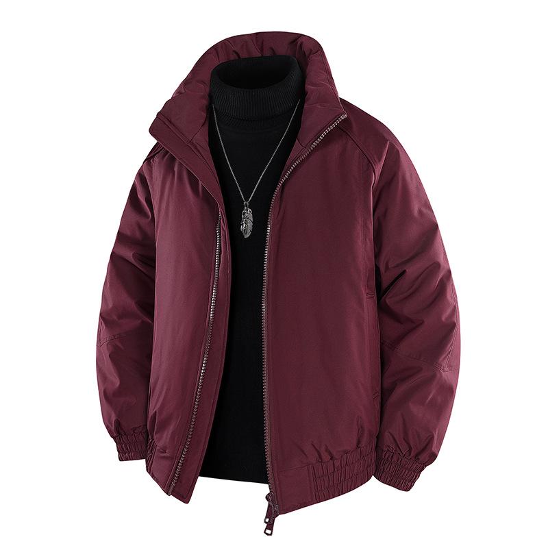 

Unisex Trendy High-Quality Cotton Jacket: Autumn-Winter Stand Collar for Warm Outdoor Fashion 3XL бордовий