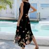 Women's 2024 Summer Casual Loose Sundress Long Dress Floral Print Sleeveless V Neck Split Tshirt Maxi Dresses
