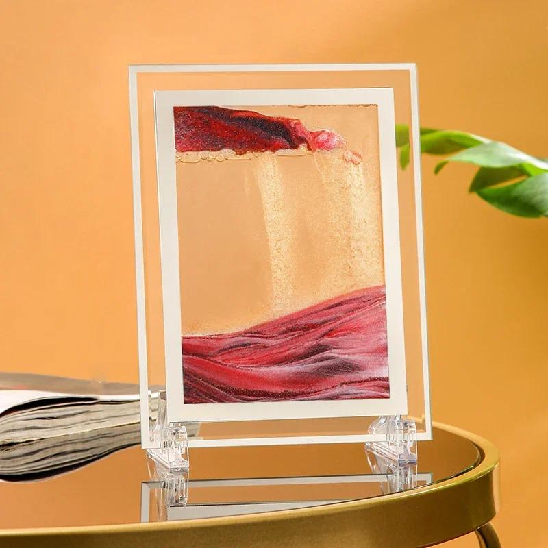 Square Sandscape Moving sand Art Picture Deep Sea Quicksand Craft 3D Hourglass in Motion Flowing Sand Painting Home Decor Gifts