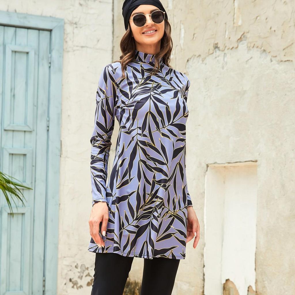 2023 Women's Printed Modest Swimsuit Burkini