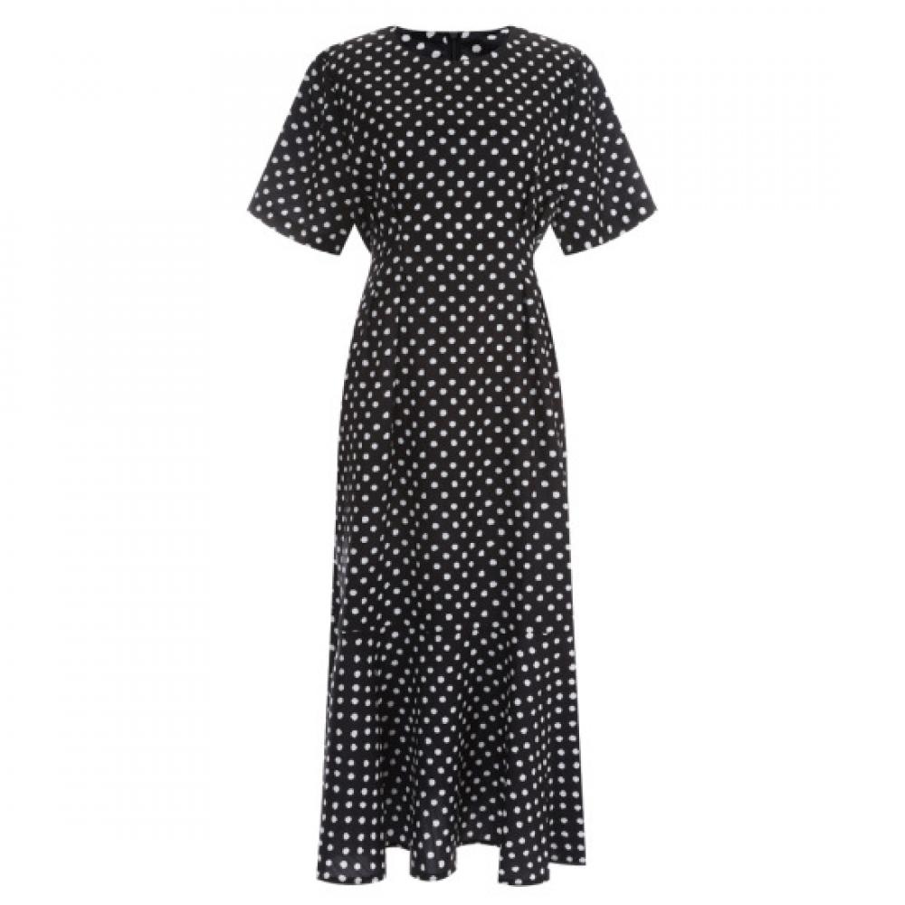 Shop Women Round Waist String Short Sleeve Long Dress Pic Wdr 12033 Black