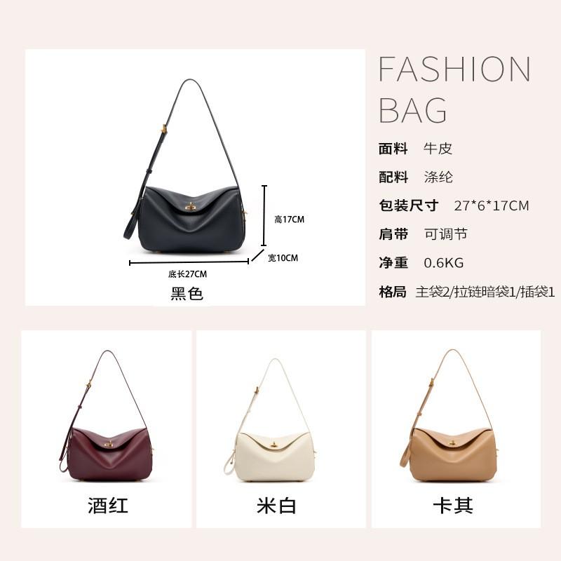 Boston Pillow Bag Armband Premium Feel Handheld Shoulder Genuine Leather Commuter Versatile Large Capacity Crossbody