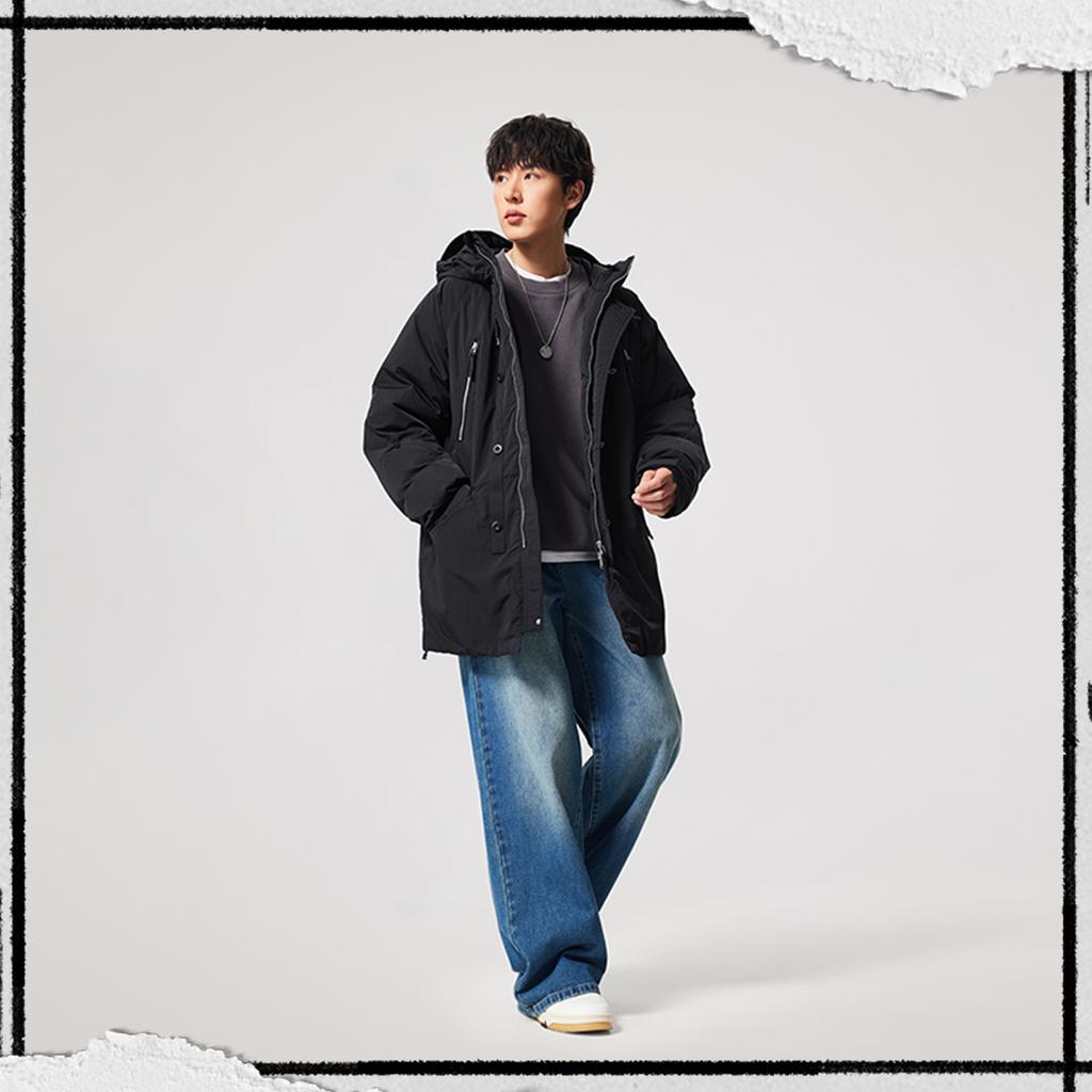 Li-Ning Bad5 Windproof Water-Repellent 3D Loose Fit Hooded Down Jacket Men Outerwear AYMV121-2
