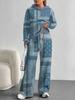 Retro Pattern European And American Autumn And Winter Casual Long-Sleeved Suit Women'S Hooded Sweater Trousers Two-Piece Set