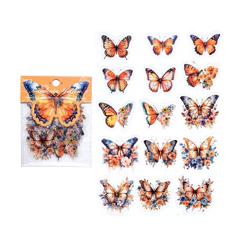 

30pcs Butterfly Collage Story Series PET Sticker Vintage Butterfly Flower Hand-account Diary Scrapbooking Decorative Stickers