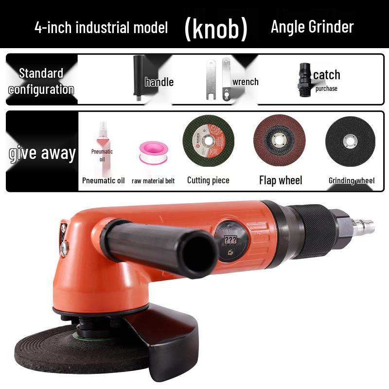 4" Pneumatic Angle Grinder, 5" Industrial-Grade Multipurpose Air-Powered Polisher & Cutter.