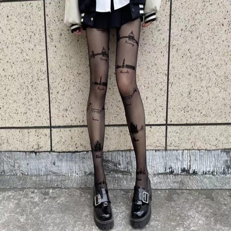 Schwarze Damenstrumpfhose mit Sternenmuster Mesh Sexy Transparent Strumpfhose Weiblich Sommer Stretch Nylon Strumpfwaren Strümpfe Nachtclub Strumpfwaren