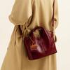 Red Textured Shiny Soft Crossbody Women's Wedding Bag Commuting Large Capacity Handbag Light Luxury Tote Bag