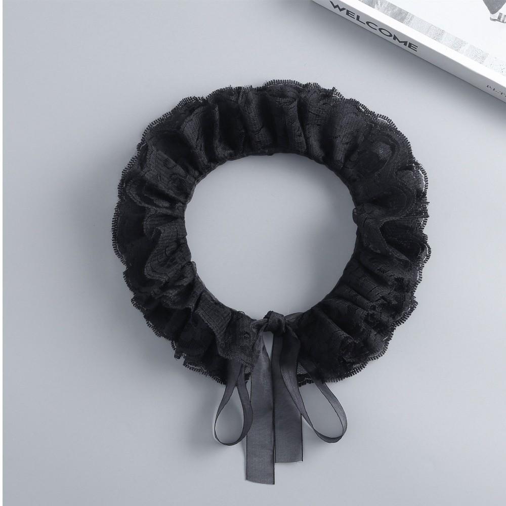 White Lace Fake Collar Black Blouse Shoulders Fake Collar Shawl Detachable Front Tie  Costume Props