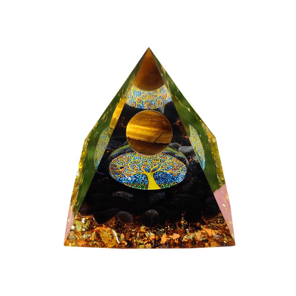 Energy Generator Orgone Pyramid Amethyst Peridot Healing Natural Crystal Reiki Chakra Generator Orgonite Pyramid Meditation Tool