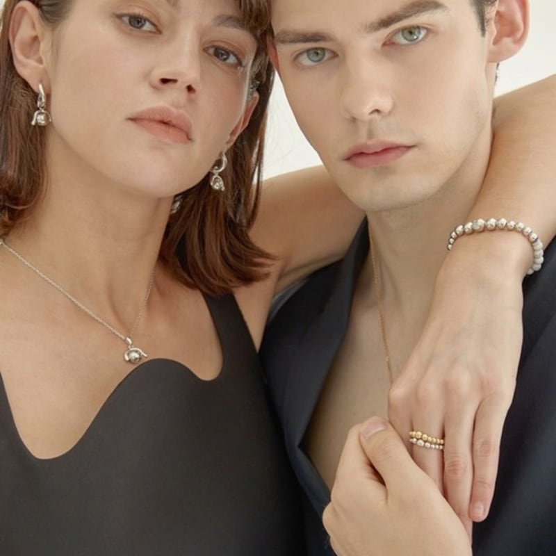 Aphrose Persona Color Stone Gemstone Bracelet (Silver Black)