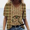 Ancient Egyptian Ethnic Costume 3D Print T-Shirts Women Casual V-Neck Short Sleeve T Shirt Y2K Tees Harajuku Top Female Clothing