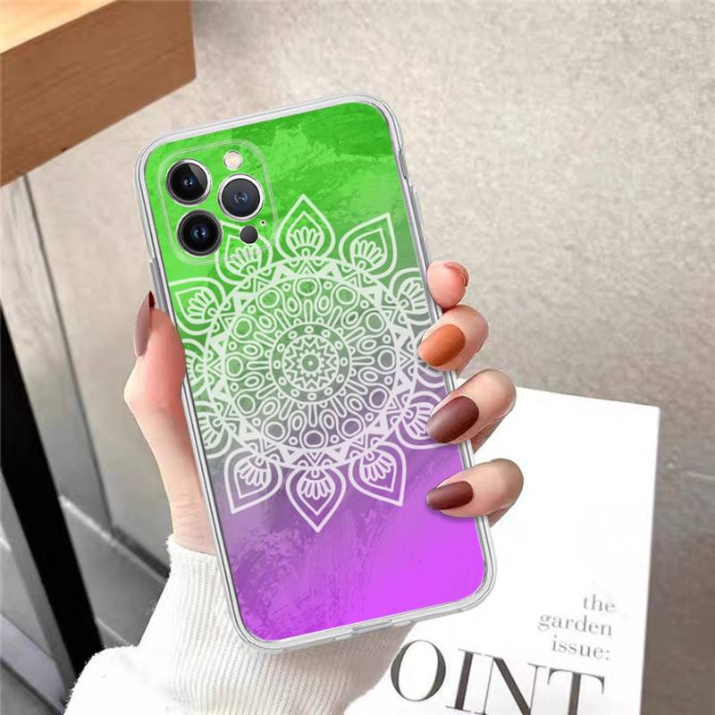 Flower Of Life In Lotus Phone Case For iPhone 14 13 12 11 Pro Max XS X XR SE 2020 6 7 8 Plus Mini Transparent Shell