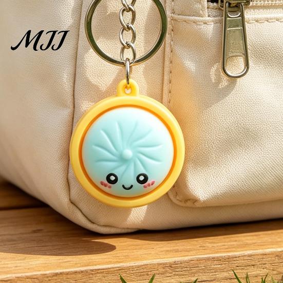Bag Accessory Keyring 3Pcs Mini Dumpling Keychain Pendant, Soft Food Charm Cartoon Pastel Color Snack Accessories for Bags Car Keys School Gym