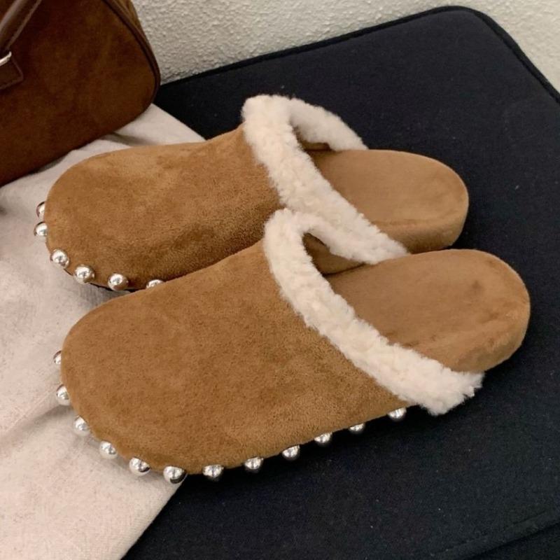 

Модные Модные Декоративные Шлепанцы с Бусинами на Шнурке для Женщин Высококачественная Дизайнерская Обувь из Искусственной Замши Зимние Теплые Пушистые Домашние Хлопковые Шлепанцы 40 хаки