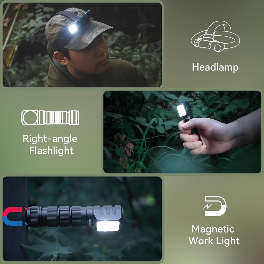 Sofirn HS42 Headlamp Rechargeable, Headlamps for Adults Rechargeable, 2100 Lumens Headlamp with Red Light Option, Led Right Angle Flashlight with