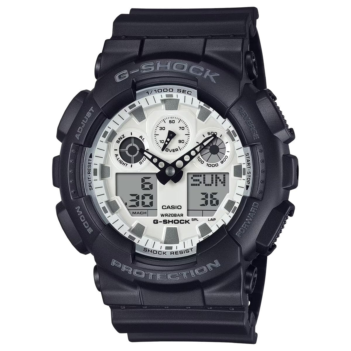 

Casio G-Shock Brilliant White Dial Black Resin Octagonal Watch GA2100WD-1A, Black