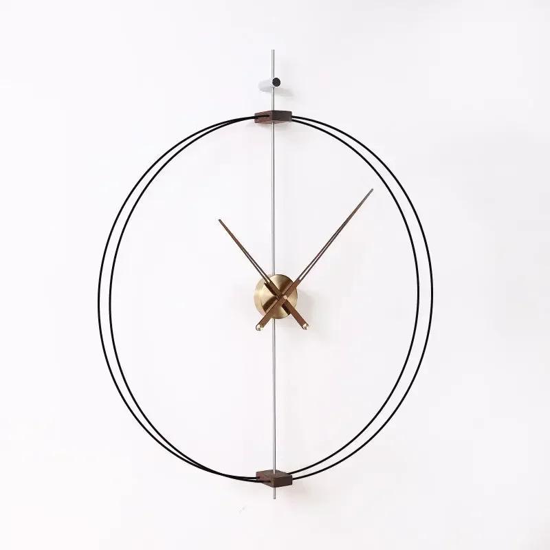 Art Wall Clock Silent Spain Watches Large Living Room Clocks Creative Luxury Minimalist Watch Solid Wood Pointer Home Decoration
