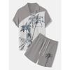 Camisa Casual para Hombre con Estampado de Hojas de Palma Pantalones Cortos de Playa para Hombre al Aire Libre Conjunto de Camisa de Manga Corta y Pantalones Cortos para Hombre de Verano para el Día a Día