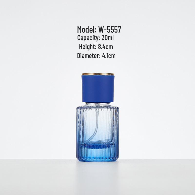 Colored Glass Perfume Bottle with Vertical Stripes - 30ml/50ml, Portable & Refillable Spray Bottle