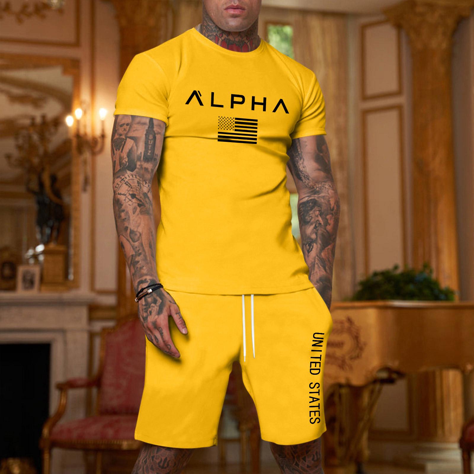 

Men s Printed Plus Size Loose Short-Sleeve And Shorts Set Casual Short-Sleeve And Shorts Set XL