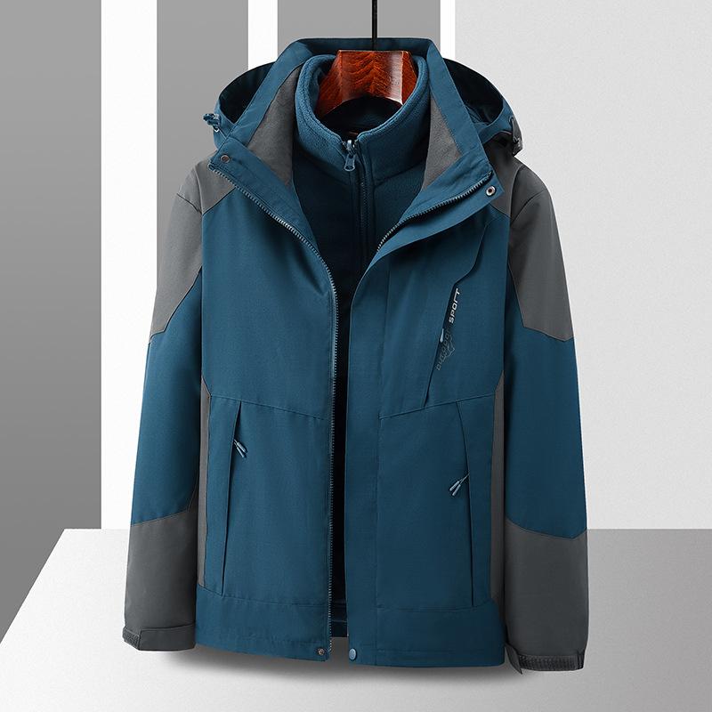 3-in-1 Jacket Color Matching Removable Outdoor Windproof and Waterproof Mountaineering Suit Couple Warm Jacket