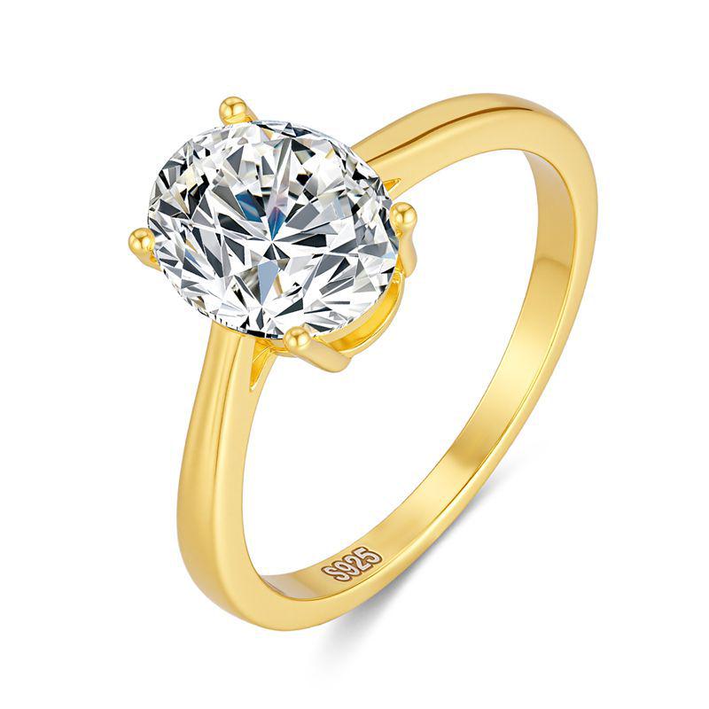 

Elegant 925 Sterling Silver Oval Moissanite Ring for Women, 2 Carat Dove Egg Shape, High-End Fashion Accessory. Size 7