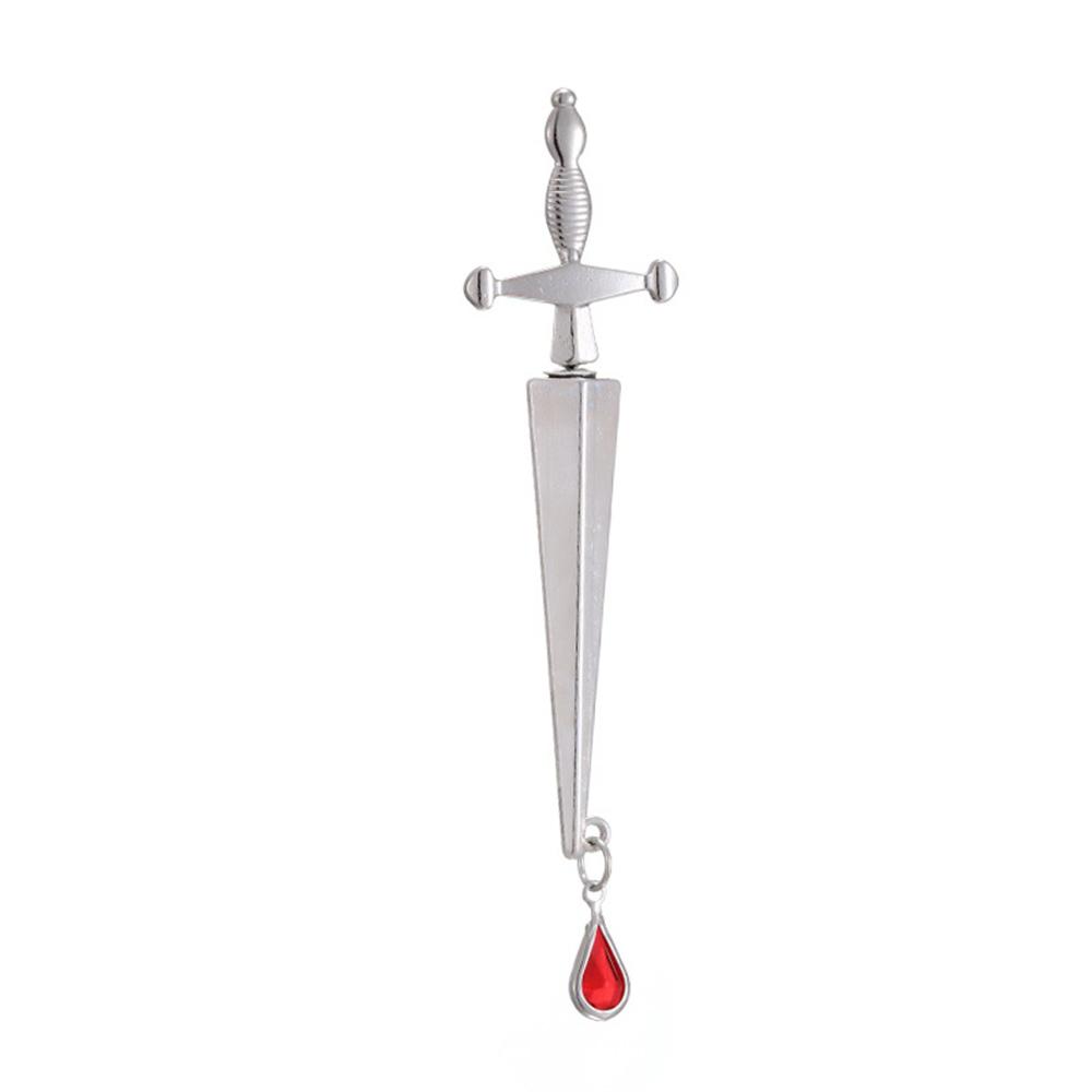 ZRM Fahsion Jewelry Серьги-гвоздики с красным хрустальным мечом для женщин серебряный