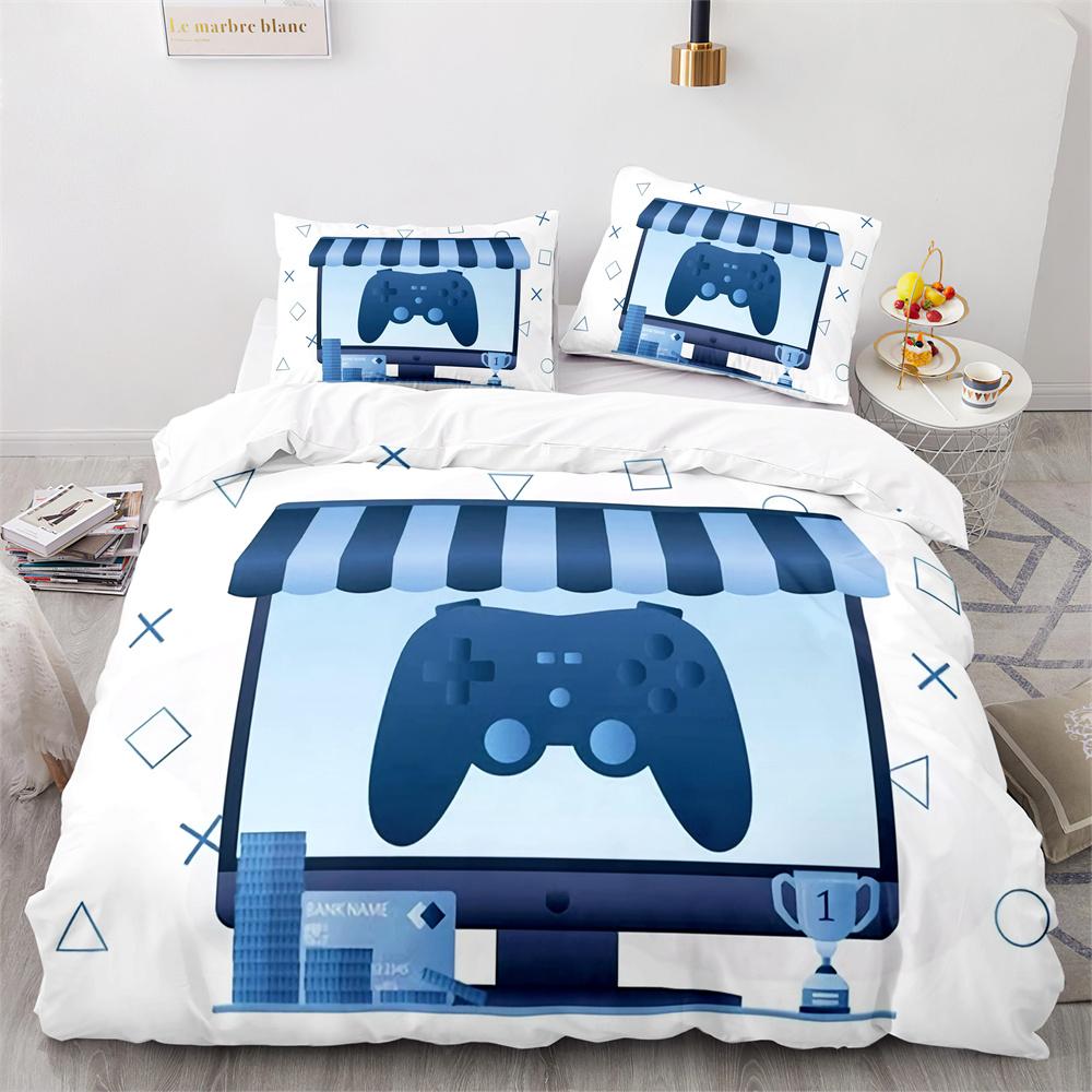Blue Gamepad Duvet Cover Set Single Double Size For Boys Girls Game Lover Bedding Set Polyester Comforter Cover With Pillowcase