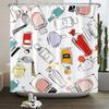 Ladies Perfume Flower Print Shower Curtain Fashion Bathroom Curtains Fashion Girly Women Polyester Bath Curtain Decor With Hooks