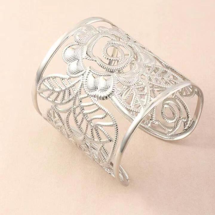 Hollow Rose Flower Bracelet, Metal Open Bracelet Bracelet Jewelry
