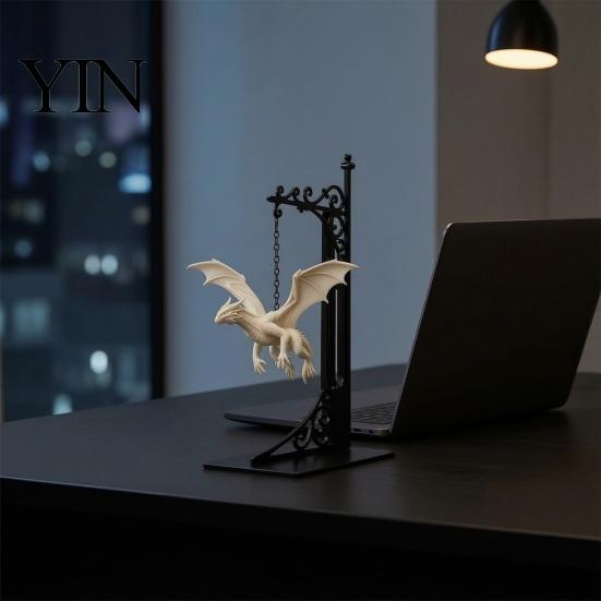 Einzigartiges Geschenk für Fantasy-Süchtige Fliegender Drache Bücherregal-Licht, Dekorative Buchstütze Licht & Schreibtisch, Kreative Schreibtisch-Accessoires Skulptur Buchstütze,