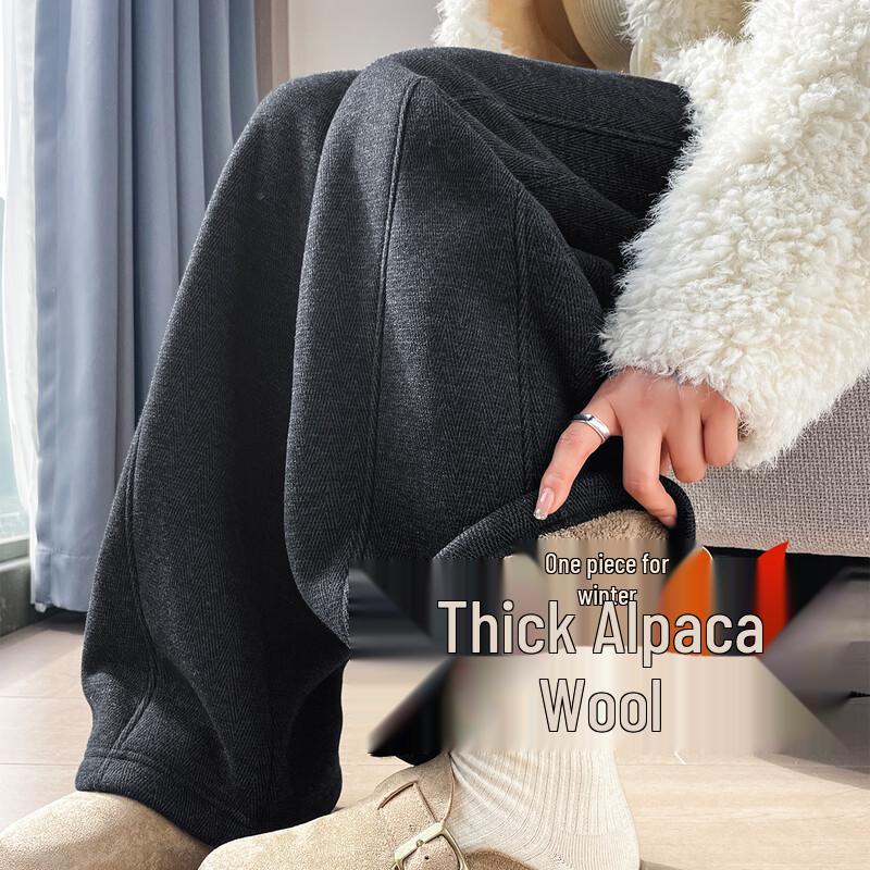 

Women s Fleece-Lined Wool Blend Herringbone Casual Pants XL
