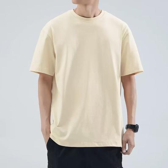 Men Solid Color T-Shirt Round Sleeve Summer Tee Neck Short Casual Loose Fit Tee Shirt