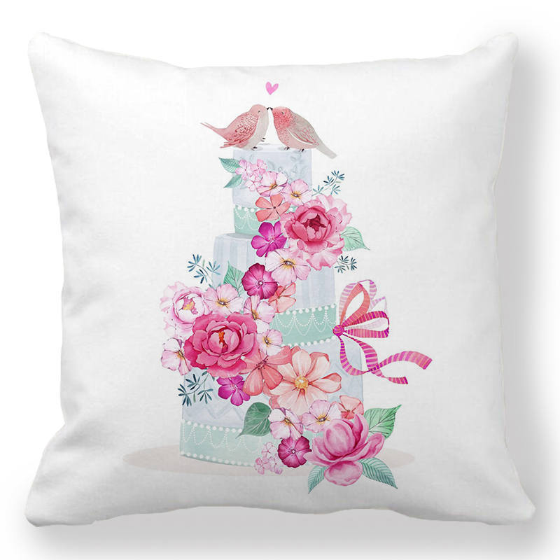 Creative Valentine's Day Happy Letters Digital printing short plush pillow covers for car sofa office cushion cover home goods
