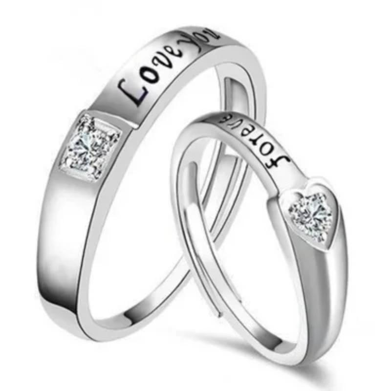 Fashion Exquisite Silver Color Pair Rings for Women Men Adjustable Couple Engagement Wedding Gift Jewelry Accessoires