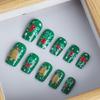 ABS Press On Nail 24PCS Christmas Snowflake Green Bell Design Reusable Artificial Nail For Festive Occasions
