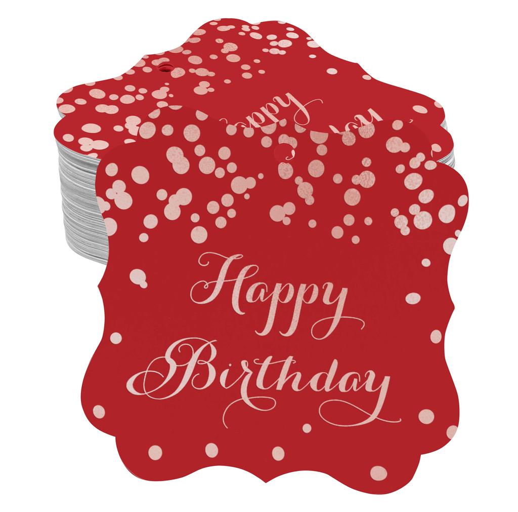 Inkdotpot Real Gold Foil Bracket Shape Paper Hang Tags Happy Birthday Favor Tags Pack Of
