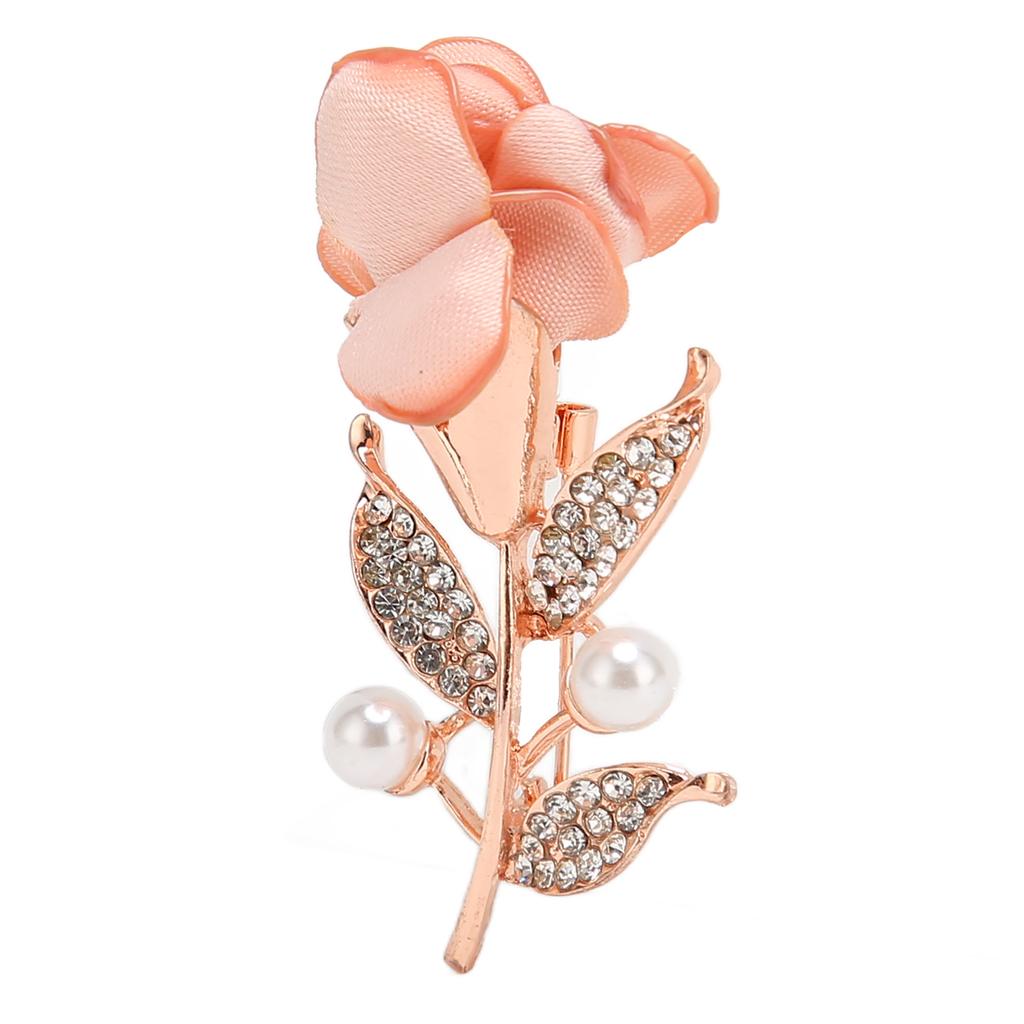 Rosa Rosenbrosche Modisch Elegant Schön Strass Stoff Hochzeitsbrosche Anstecknadel für Weinparty