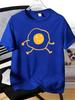 Unisex Daily Casual Short Sleeve T Shirt Adorable Moving Fried Egg Smiley Cartoon Graphic Light Cotton Male Street Summer Basic Tee