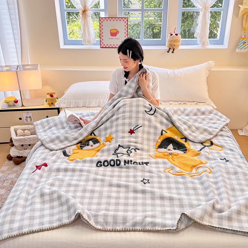 A-Class Plush Penguin Velvet Blanket - Double-Sided, Thickened, Imitation Cashmere Throw for Dorms and Shawls