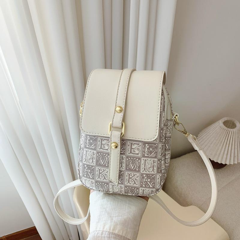 

Niche bag women s new trendy fashion shoulder bag high sense messenger mobile phone small square bag бежевий