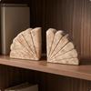 FanShaped Bookends Radiating Grooves Shell Carved Book Holder for Bookshelf