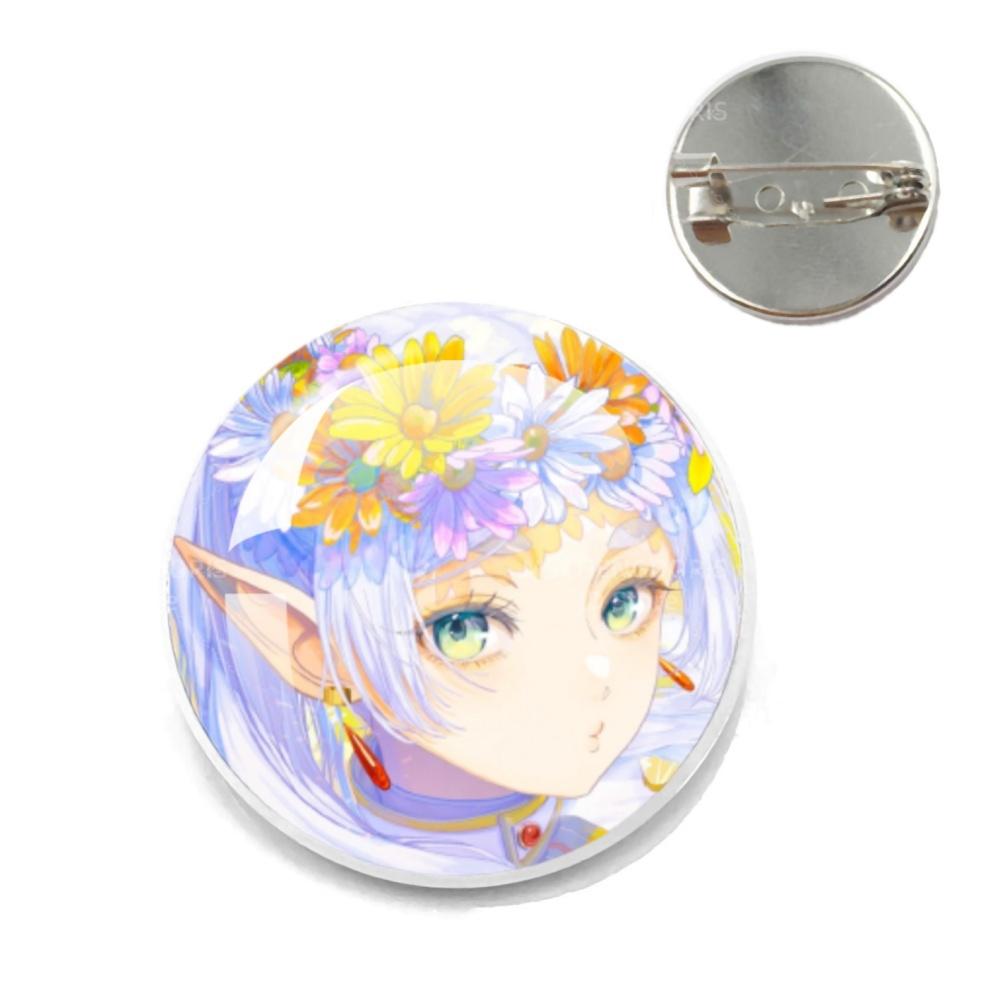 Anime Frieren Pins Cartoon Badge Round Creative Glass Metal Brooches For Backpack Jewelry Accessories Gifts