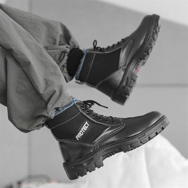 Winter New Genuine Leather Men's Boots Natural Fur Warm Ankle Boots Working Men Footwear Waterproof Snow Boots