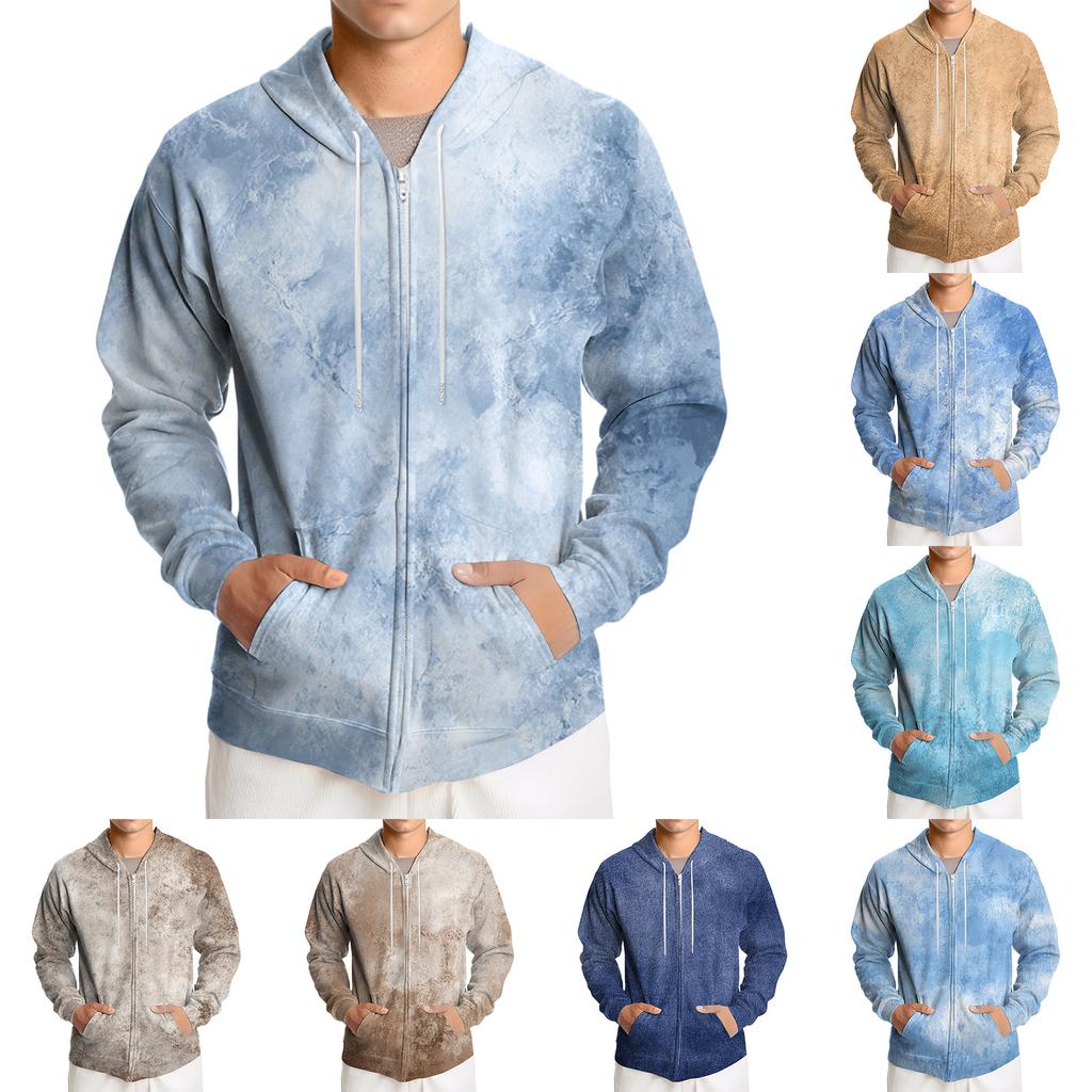 Pánská volná ležérní bunda s kapucí a stahovací šňůrkou