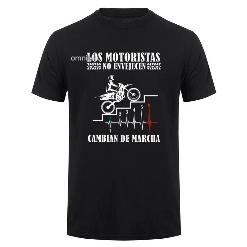 Motero Divertido Biker Los Motoristas No Envejecen Moto Unisex T Shirt Funny Tees Unisex Short Sleeve O Neck Cotton Loose Tops HJ004