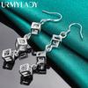 925 Sterling Silver Three Square Zircon Earrings For Women Fashion Wedding Engagement Jewelry