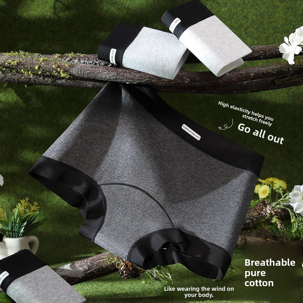 Ladies Spring and Autumn Cotton Extended Crotch Skin Friendly Antibacterial Breathable Hip Mid Waist Flat Angle Briefs